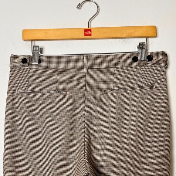 H&M Women's Skinny Fit Suit Pants Size 26 Houndstooth Plaid Beige Woven Trousers - Picture 7 of 10